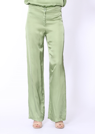 Immagine di Pantalone largo con cintura e zip in seta