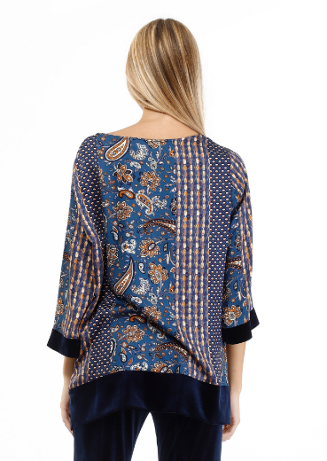 Immagine di Blusa arabesque patchwork e bordi vellut