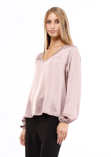 Immagine di Blusa scollo a v con bordo lurex