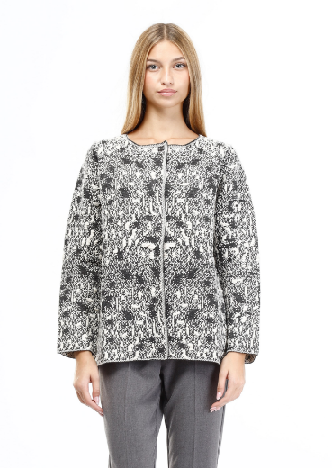 Immagine di Cardigan jacquard collo giro con bottoni