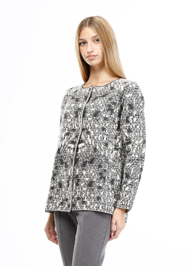 Immagine di Cardigan jacquard collo giro con bottoni