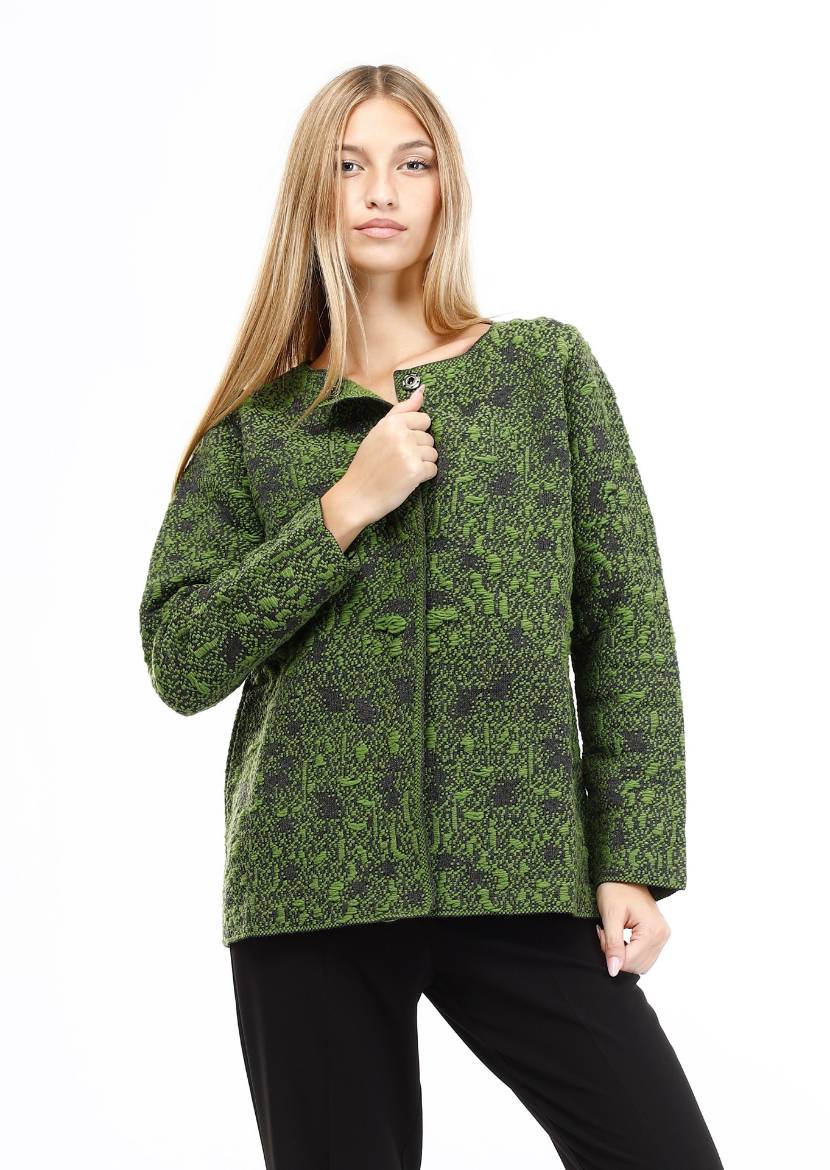 Immagine di Cardigan jacquard collo giro con bottoni