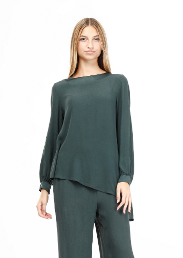 Immagine di Blusa asimmetrica con inserti in raso