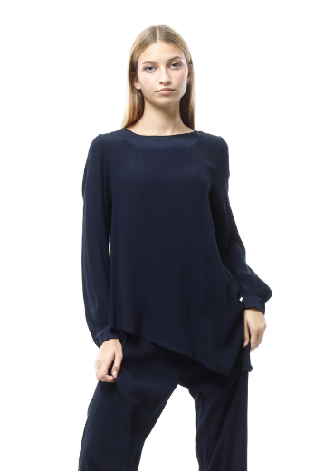 Immagine di Blusa asimmetrica con inserti in raso